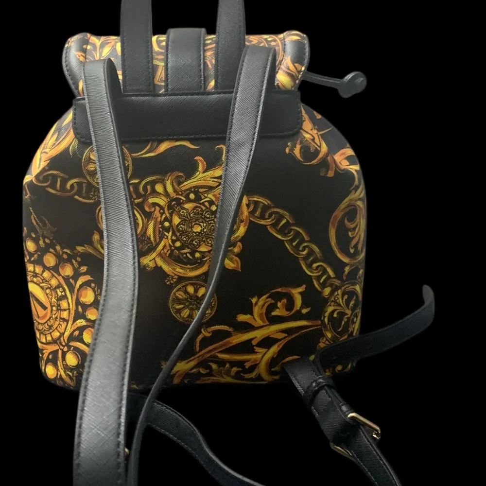 Versace Jeans Collection Black and Gold Baroque Backpack NWOT